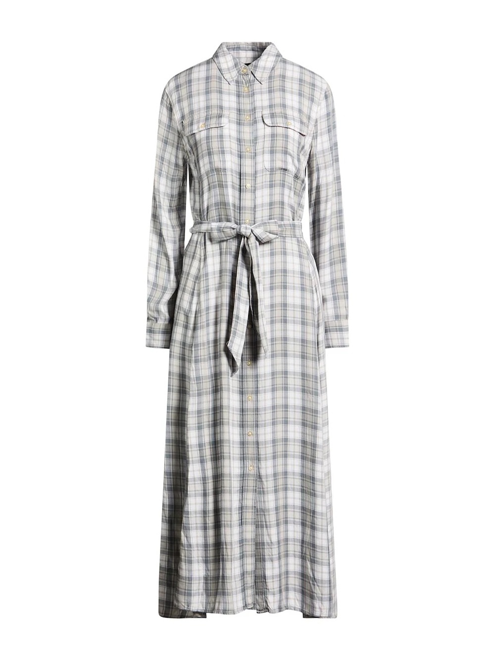 10 Lauren RL Shirt Dress Gray Plaid Viscose